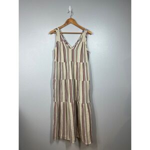 MARINE LAYER Striped Tiered Corinne V Neck Midi Maxi Dress Women Size S
